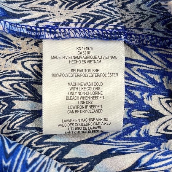 BCBGMaxazria Blue Printed Multi Zig Zag Ombre Asymmetrical High Low Dress - Picture 9 of 11